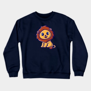 Cute Baby Lion Sitting Cartoon Crewneck Sweatshirt